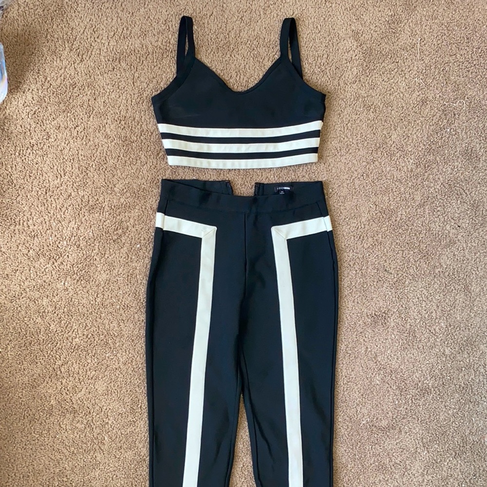Black and white striped matching set
